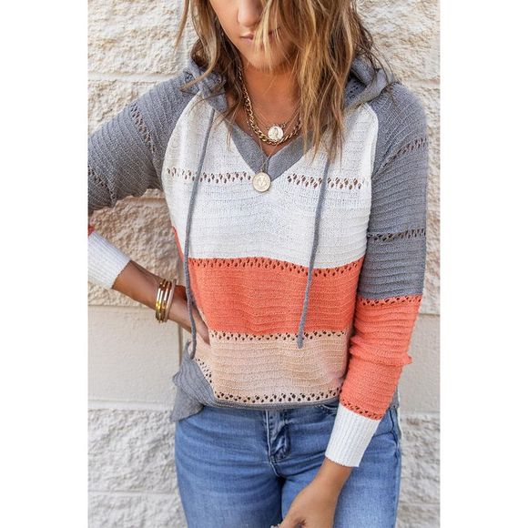 Azura Exchange  Gray Beach Bonfire Knitted Hoodie - Picture 4 of 15